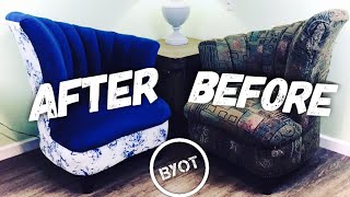 DIY UPHOLSTERY FOR BEGINNERS  How To Reupholster A Chair [upl. by Sande141]