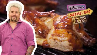 Guy Fieri Eats Hot Rotisserie Chicken and Cornbread  Diners DriveIns and Dives  Food Network [upl. by Naeroled]