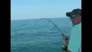 40 LB BARACUDA JUMPS INTO FISHING BOAT [upl. by Nich]