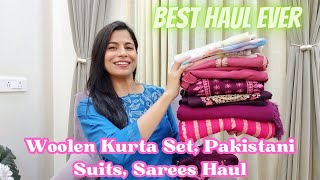 Woolen Kurta Set Pakistani Suits Sarees Haul l Dream Simple [upl. by Oretna74]