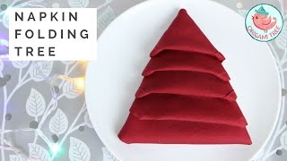 Napkin Folding Tutorial  Christmas Tree Napkin Fold  EASY Folding for Dinner Tables OrigamiTree [upl. by Adnauqahs]