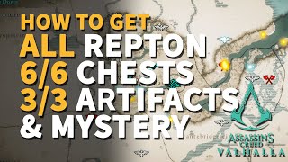 Repton All Wealth Artifacts Chests Treasures Assassins Creed Valhalla [upl. by Eissim]