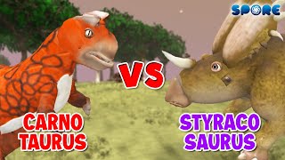 Carnotaurus vs Styracosaurus  Carnivore Dino vs Herbivore Dino S1E10  SPORE [upl. by Losse]