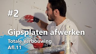 Gipsplaten afwerken Part 2  Papieren voegband aanbrengen naden vullen Totale verbouwing Afl11 [upl. by Madancy]