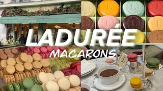 🎄Trying LADUREEs Christmas Macarons and Eugénie [upl. by Raseac519]