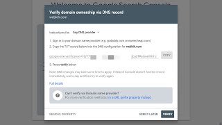 Verify Domain Ownership via DNS Record  Google Search Console publisher 2020 DNS amp TXT Records [upl. by Monk]