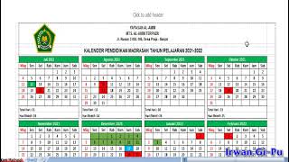 kalender pendidikan madrasah tahun pelajaran 20212022 kaldik excel 2021 kaldik madrasah 202122 [upl. by Odlanra]