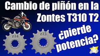 Cambio de piñón en la ZONTES T310 t2  ¿va mejor  Viaja en Moto [upl. by Doty]