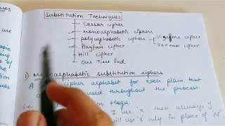 Substitution and transposition techniques  Monoalphabetic and polyalphabetic substitution ciphers [upl. by Aviv]