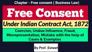 Free Consent Indian Contract Act  Free Consent Business Law  Free Consent  CA Foundationin Hindi [upl. by Mota665]