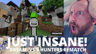 BEST ONE YET Dream Minecraft Speedrunner VS 5 Hunters REMATCH FIRST REACTION [upl. by Ahsenor]