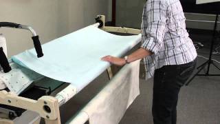 attaching fabric to a wooden Grace Quilting Frame [upl. by Alihs]