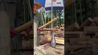 Conical drill bit wood splitting process [upl. by Nolubez518]