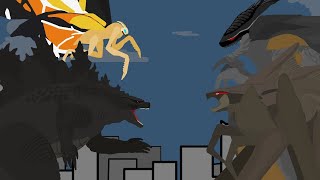 Godzilla amp Mothra VS MUTO Prime amp Queen MUTO  FINAL BATTLE  Pivot Animation [upl. by Pippas]