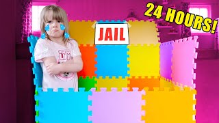 24 Hours PLAY MAT BOX FORT JAIL Challenge 24 Hours Challenge [upl. by Eeznyl]