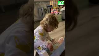 Oh goodness Toddler has adorable reactions while opening Christmas presents [upl. by Tnomel396]