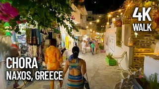 Walking through Chora Naxos in Greece at Night  Beautiful Night Scenes on the Island [upl. by Leahcym]