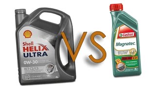 Shell Helix Ultra 0W30 vs Castrol Magnatec 5W40 cold oil test [upl. by Spears611]