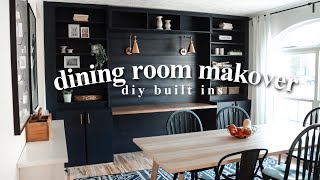 EXTREME DINING ROOM MAKEOVER  DIY Built Ins  Desk [upl. by Beshore]