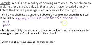 Binomial Probabilities Airline Example [upl. by Brindle113]