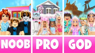 Roblox NOOB vs PRO vs GOD Family SUMMER Home [upl. by Aholah139]