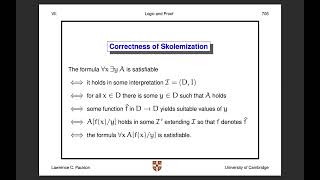 Logic and Proof Lecture 7 Skolemisation [upl. by Nauqed]