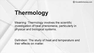 Thermology Meaning [upl. by Nagoh407]