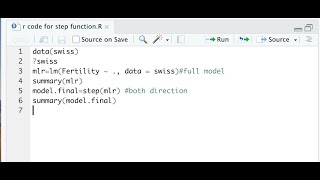 regression models stepwise variable selection in R step function [upl. by Yentnuoc789]