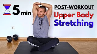 5 min UPPER BODY STRETCHING Routine  Post Workout  Follow Along [upl. by Aietal]