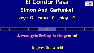 El Condor Pasa  Simon And Garfunkel Karaoke amp Easy Guitar Chords Key  G [upl. by Fiona162]