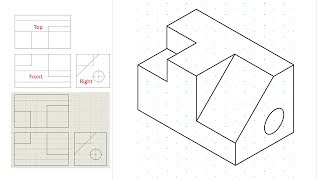 Isometric view drawing example 1 easy Links to practice files in description [upl. by Otrepur]