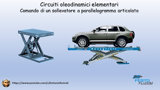 Circuito oleodinamico elementare Comando di un sollevatore a parallelogramma [upl. by Aria]