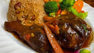 Brown Stew Chicken Jamaican Style  Authentic Best Tasting [upl. by Sall491]