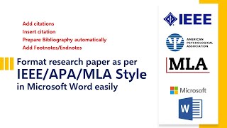 Format research paper as per IEEEAPAMLA style in Microsoft Word [upl. by Tabor]