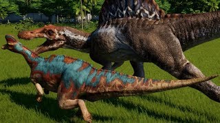 Spinosaurus vs All Hadrosaurs Including Olorotitan  Jurassic World Evolution 1080p 60FPS [upl. by Esac]