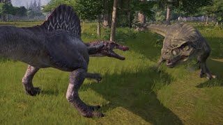 Spinosaurus VS TRex Jurassic Park 3 Fight  Jurassic World Evolution [upl. by Carew713]