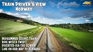 4K CABVIEW Scenic Train Ride On The Bergen Line With A Twist Diverted Over The Gjøvik Line [upl. by Kristy]