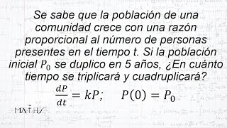 CRECIMIENTO y decrecimiento de población  Ecuaciones Diferenciales [upl. by Ylrevaw]