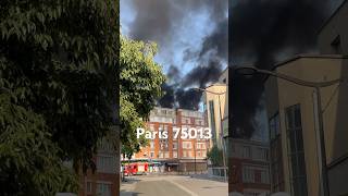 Porte dIvry  Incendie sur le toit dun immeuble dhabitation 75013 Paris [upl. by Rafiq196]