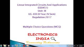 EE8451 Linear Integrated Circuits and Applications UNITIII MCQ [upl. by Cran638]