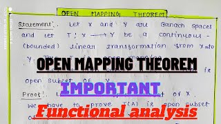 Open mapping Theorem  Important  Functional analysis  Lect 30 [upl. by Weisberg611]