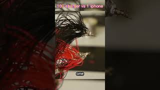 can an iphone handle 100 chargers😱😱 creditsTechRax techrax shorts iphone charger experiment [upl. by Tratner]