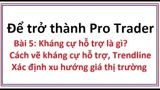 Để trở thành Pro Trader Bài 5 Kháng cự hỗ trợ là gì Lý thuyết cung cầu Cách vẽ đường trendline [upl. by Annatsirhc]