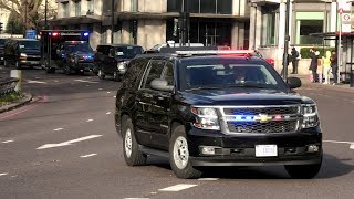 US President ENORMOUS Secret Service Motorcade in LONDON [upl. by Ardnaid]