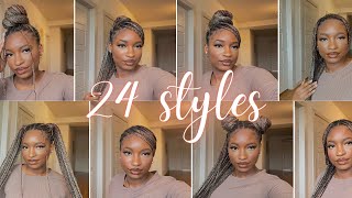 24 CUTE WAYS TO STYLE KNOTLESS BRAIDS  no hairtie needed [upl. by Ahsil68]