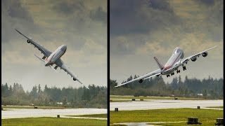 Cargolux 7478 freighter CLX789 delivery crazy take off and wings swingbye [upl. by Lerual676]