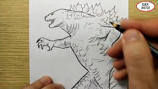 VERY EASY how to draw godzilla from godzilla vs kong  quick sketch [upl. by Cai610]