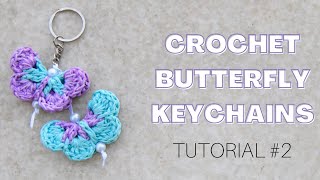 Crochet Butterfly Keychains  Tutorial 2  DIY [upl. by Anrak318]