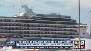 Cruise ship crashes while docking in Baltimore [upl. by Neelrahc]