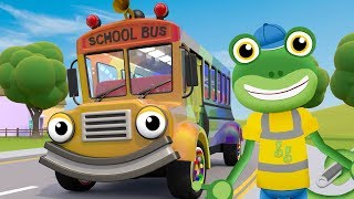 Wheels on the Bus RAINBOW Gecko Songs Geckos Garage  Nursery Rhymes amp Kids Songs  Kids Learning [upl. by Winou]